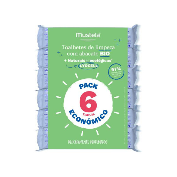 Mustela Bebé BIO Toalhitas De Limpeza Lyocell 6x60 Unidades
