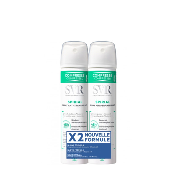 SVR Spirial Duo Spray Desodorizante Antitranspirante Intensivo 2x75 Ml