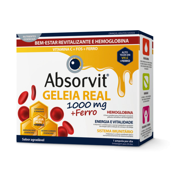 Absorvit Geleia Real 1000Mg + Ferro X20 Ampolas