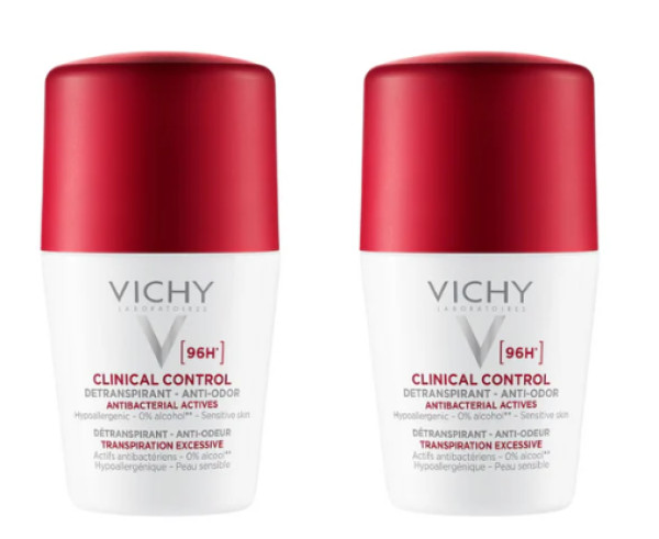 Vichy Desodorizante Anti-Transpirante 96h Clinical Control 50mL Pack Duplo