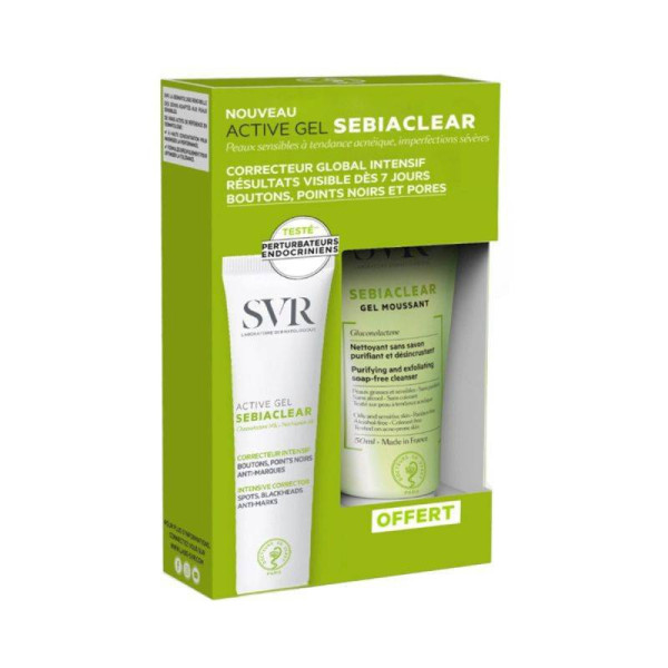 SVR Sebiaclear Active Gel-Creme Corretor Intensivo 40Ml + Oferta De Gel Moussant De Limpeza Sem Sabão Pele Oleosa 55Ml