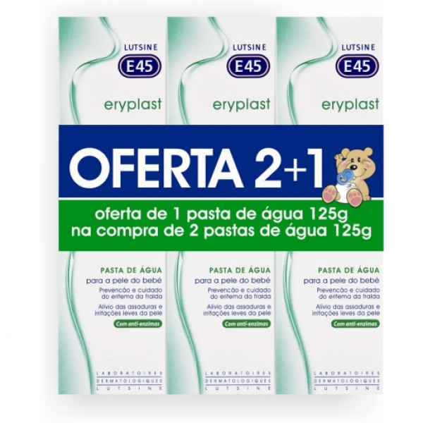 Lutsine E45 Eryplast Pasta De Água 3 X 125 G Com Oferta De 3ª Embalagem