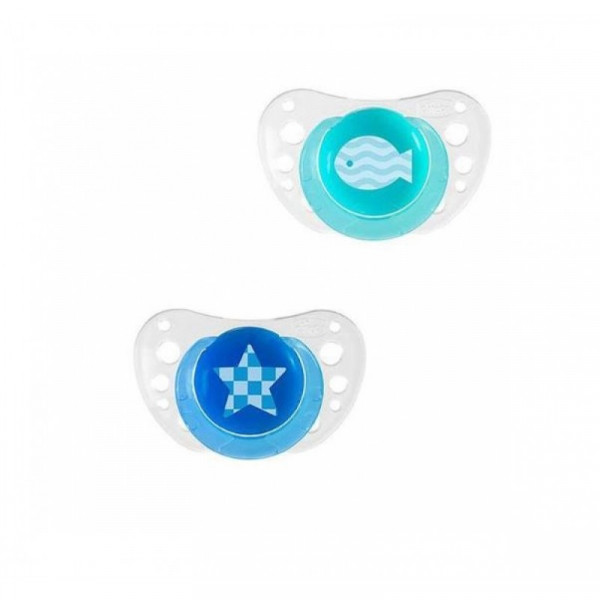 Chicco Chupeta Physio Air Azul Silicone 6-12M X2