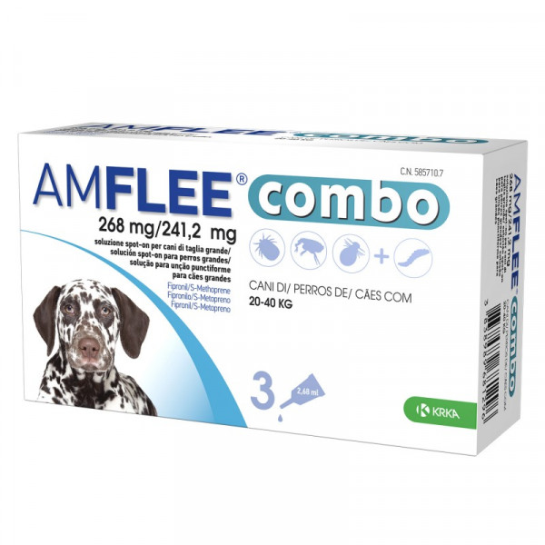 Amflee Combo 268/ 241,2 Pipeta Cão 20-40Kg x3 Unidades
