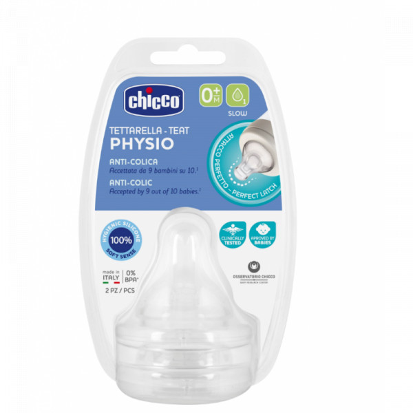 Chicco Tetina P5 Silicone Fluxo Lento 0M+ x2