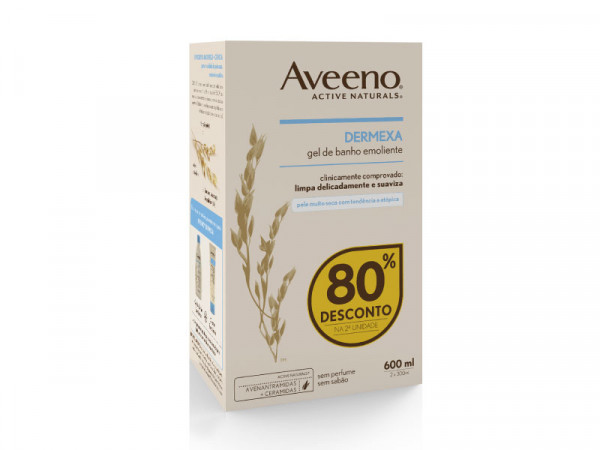 Aveeno Dermexa Gel De Banho Emoliente 2 X 300 Ml Com Desconto De 80% Na 2ª Embalagem