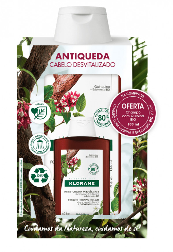 Klorane Quinina E Edelvaisse Bio Champô Antiqueda Cabelo Desvitalizado 200 Ml Com Oferta De Champô Antiqueda 100 Ml
