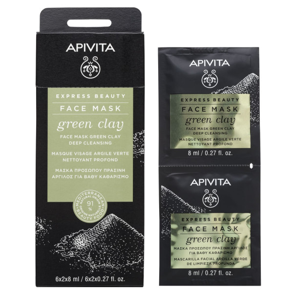 Apivita Express Beauty Máscara Limpeza Profunda De Argila Verde 2x8Ml