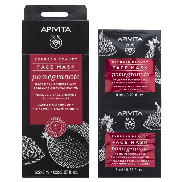 Apivita Express Beauty Máscara Iluminadora & Revitalizante De Romã 2x8ml