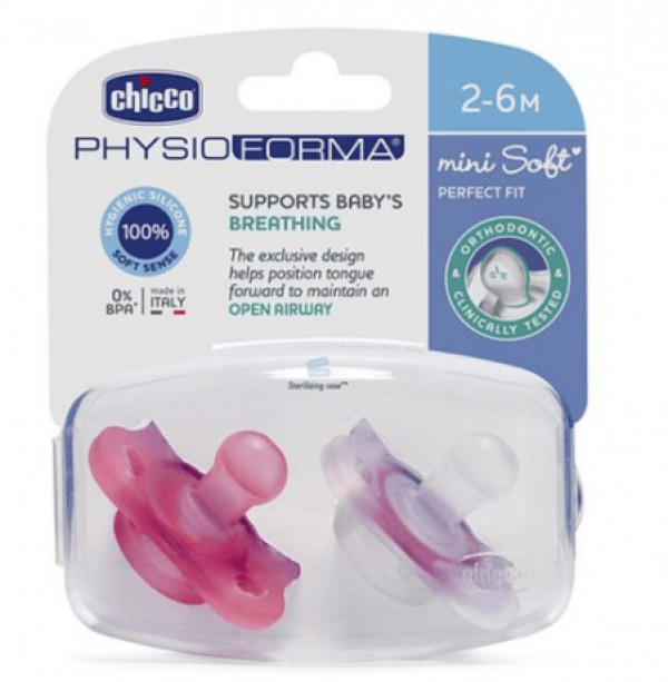 Chicco Chupeta Physio Forma Mini Soft 2-6M Girl X2