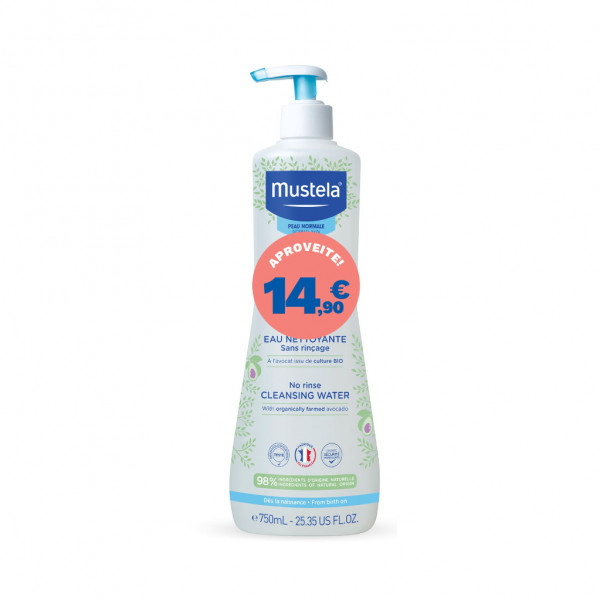 Mustela Bebé Água De Limpeza Pele Normal 750 Ml Com Preço Especial