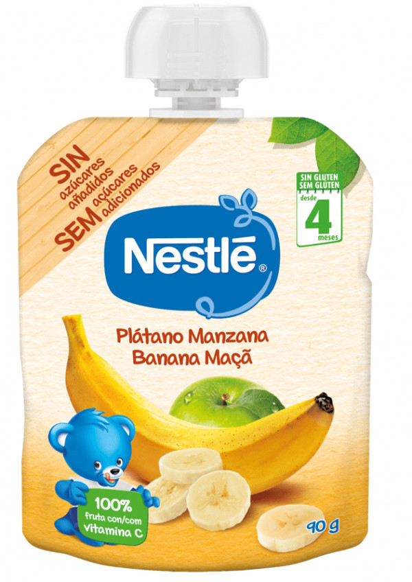 Nestlé Fruta Para Bebé Banana Maçã +4 Meses Pacotinho 90 Gr