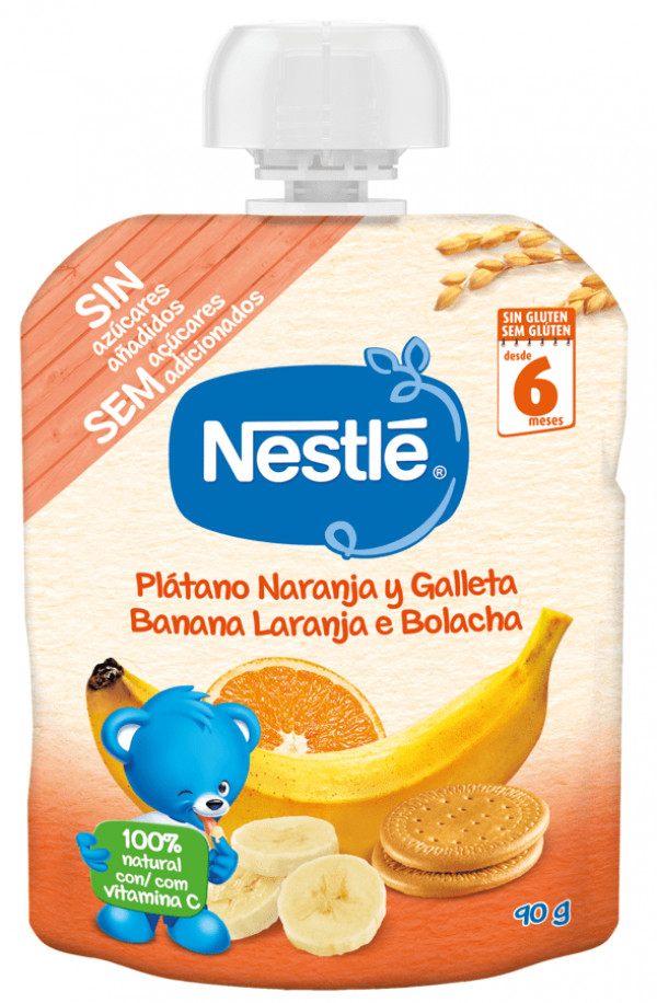 Nestlé Fruta Para Bebé Banana Laranja BolaChá +6 Meses Pacotinho 90 Gr