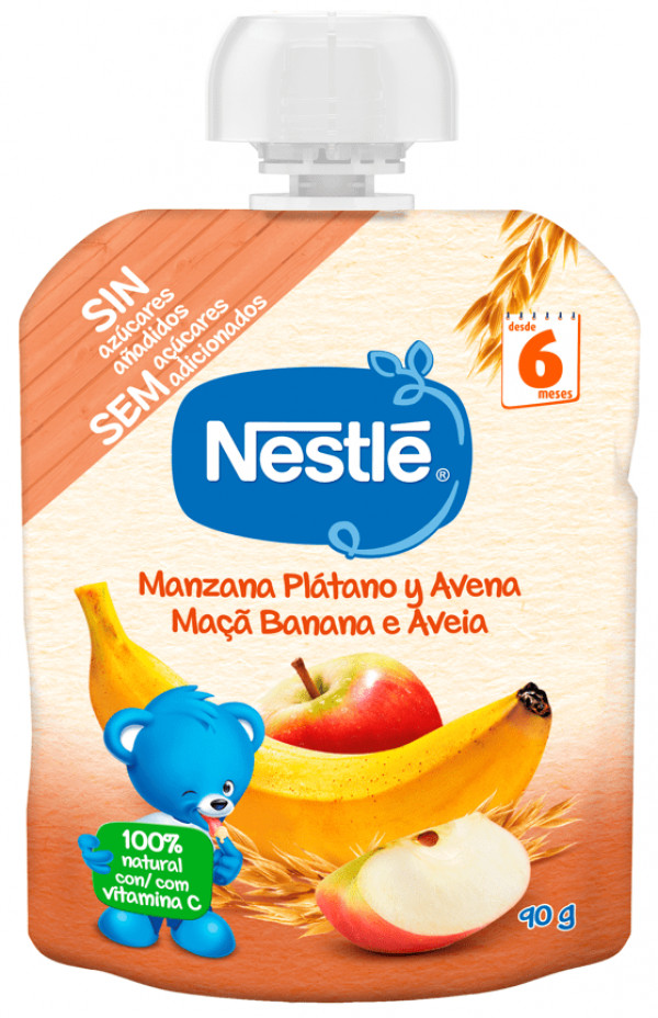 Nestlé Fruta Para Bebé Maçã Banana Aveia +6 Meses Pacotinho 90 Gr