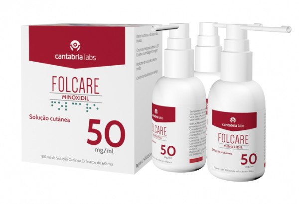 Folcare Minoxidil 50mg/Ml  Solução Cutânea 3x60Ml  