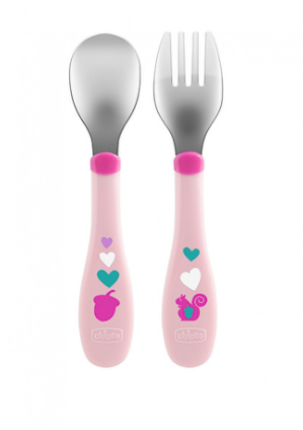 Chicco Talheres de aço inoxidável Girl 18M+