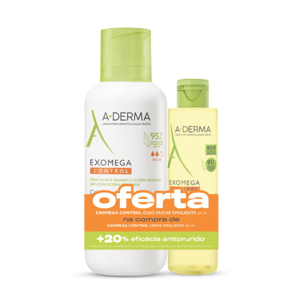 A-Derma Exomega Control Creme 400Ml + Oferta Exomega Control Óleo Duche 200Ml