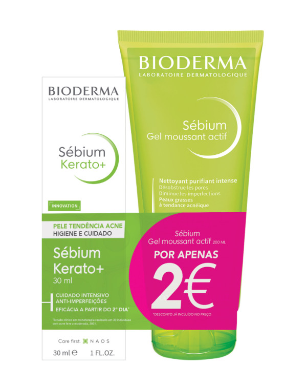 Bioderma  Sébium Kerato+ 30Ml + Sébium Gel Moussant Actif Pele Oleosa 200Ml