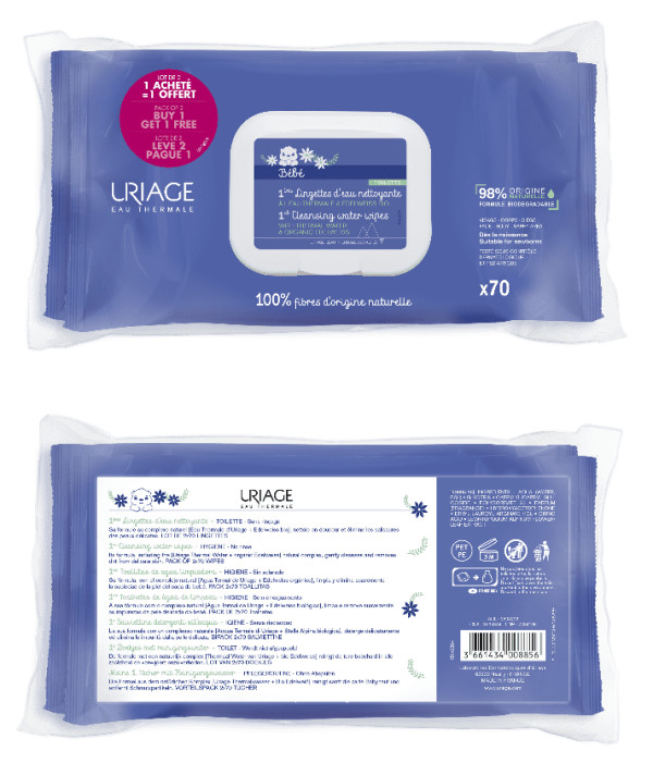 Uriage Bebé Duo 1Ère Toalhetes Limpeza 2 X 70 Unidade(S)